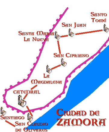 Mapa del Viaje Guiado a la ciudad de Zamora