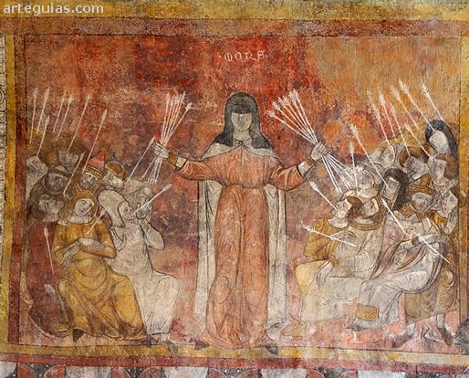 Pintura mural del siglo XIV contempor&aacute;nea a la Peste Negra