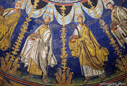 Ap&oacute;stoles representados en los mosaicos paleocristianos del Baptisterio de los Ortodoxos de R&aacute;vena