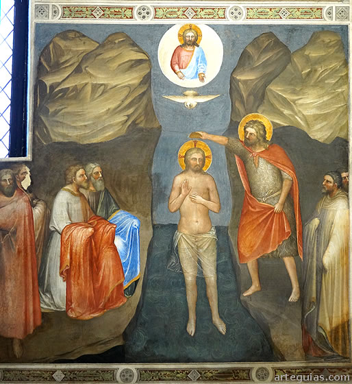 Pintura del bautismo de Cristo por San Juan Bautista