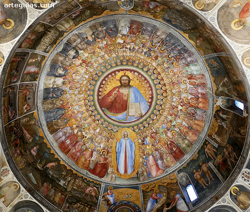 Pinturas del interior de la c&uacute;pula del baptisterio de Padua