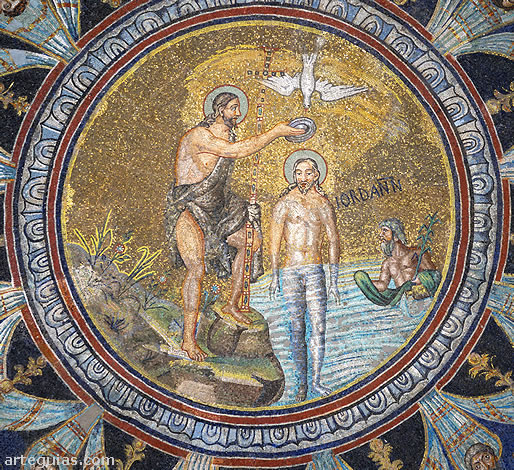 Mosaicos de la c&uacute;pula del Baptisterio Neoniano o de los Ortodoxos de R&aacute;vena