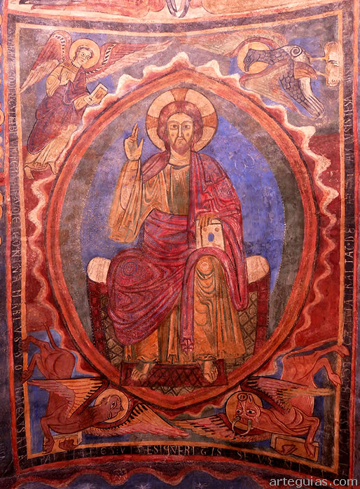 Capilla de San Miguel de la bas&iacute;lica de Brioude: Cristo en Majestad con el Tetramorfos