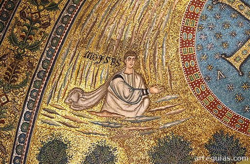 Mosaico con Mois&eacute;s en la representaci&oacute;n de la Transfiguraci&oacute;n