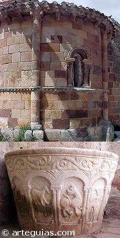 Cascajares de la Sierra, a 12 km.. de Salas tiene una bonita iglesia rom&aacute;nica y una pila espectacular