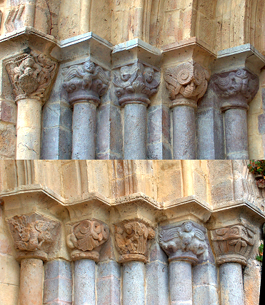 Capiteles de la puerta meridional. Iglesia de Nuestra Se&ntilde;ora de los &Aacute;ngeles. San Vicente de la Barquera