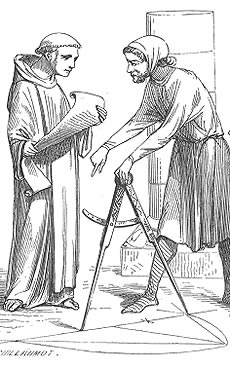 Monje y Maestro de Obras en plena tarea