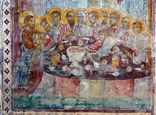 Pintura mural bizantina de la &Uacute;ltima Cena