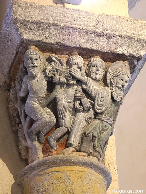 Capitel de Cristo llamando a Zaqueo subido a un &aacute;rbol 