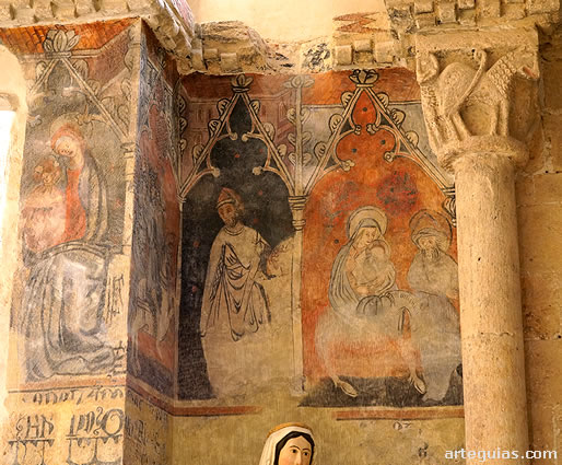 Pinturas del siglo XV que representa la Virgen y el Niño junto con la Huida a Egipto