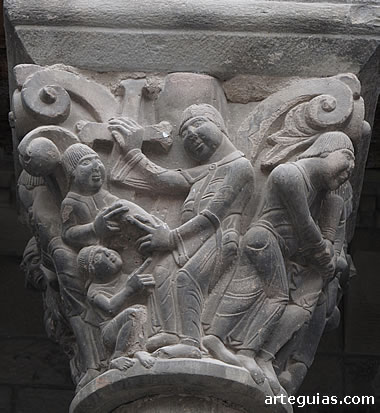 Capitel de la catedral rom&aacute;nica de Jaca, Huesca, Arag&oacute;n