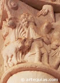 La Mano de Dios en el capitel del Monasterio de San Quirce. Burgos