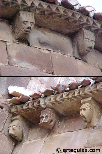 Canecillos del &aacute;bside en la iglesia de Valmala