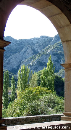 Paisaje de la Comarca de Li&eacute;bana desde el p&oacute;rtico de Santa Mar&iacute;a de Lebe&ntilde;a