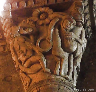 Capitel con la lujuriosa y el avaro