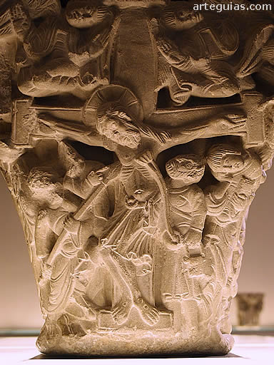 Capitel procedente de la Catedral de Pamplona, en el Museo de Navarra