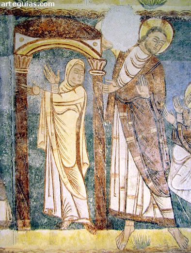 Una de las escenas pintadas en la iglesia de Bag&uuml;&eacute;s