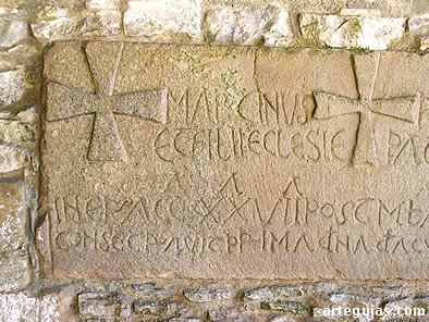 San Andr&eacute;s de Valdeb&aacute;rcena: inscripci&oacute;n de la fecha de consagraci&oacute;n: 1189