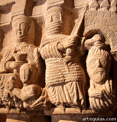 Capitel cuyo relieve se ocupa de la degollaci&oacute;n de San Juan Bautista