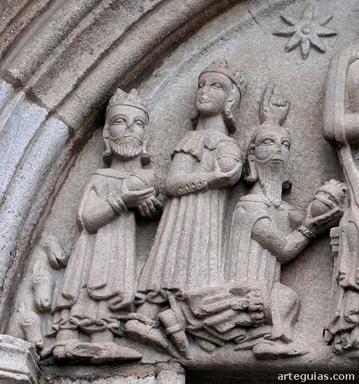 Detalle de la escena de la Epifan&iacute;a de la puerta norte