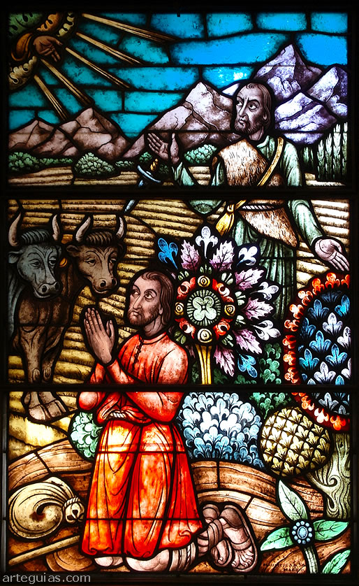 Vidriera neorrom&aacute;nica con la conversi&oacute;n de Nu&ntilde;o