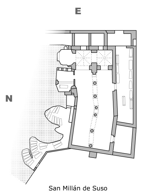 Planta de la iglesia y las cuevas de San Mill&aacute;n de Suso