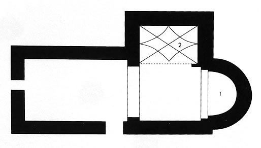 Planta de la iglesia de Bar&oacute;s seg&uacute;n Miguel Hermoso Cuesta