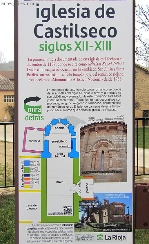 Cartel explicativo. Iglesia de Castilseco, La Rioja
