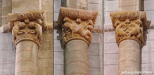 La mayor parte de los capiteles de la iglesia alta de Murillo de G&aacute;llego inciden en el bestiario