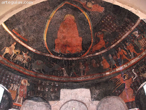 B&oacute;veda de horno con Maiesta Domini, Tetramorfos y pasajes b&iacute;blicos y hagiogr&aacute;ficos