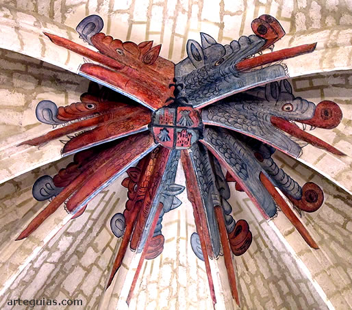 Pintura de la b&oacute;veda de crucer&iacute;a del &aacute;bside central: dragones