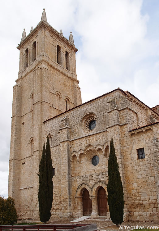 Iglesia de Villamuriel de Cerrato,: fachada oeste y campanario