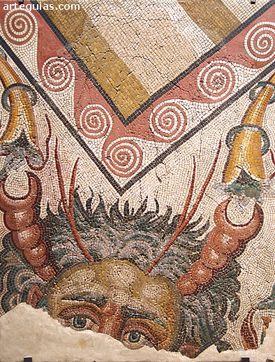 Cabeza de Oce&aacute;nos. Mosaico procedente de la Milla del R&iuml;o