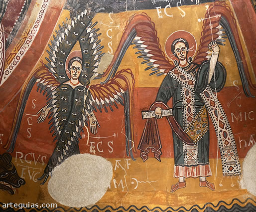 Detalle de los frescos de la iglesia de Estaon