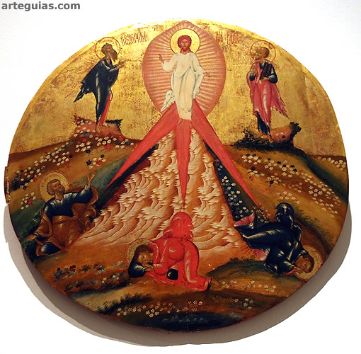 Pintura rusa sobre la Transfiguraci&oacute;n de Cristo en el Monte Tabor