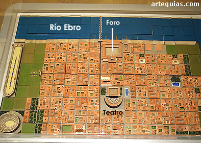 Maqueta con la ubicaci&oacute;n del teatro dentro de la urbe de Cesaraugusta