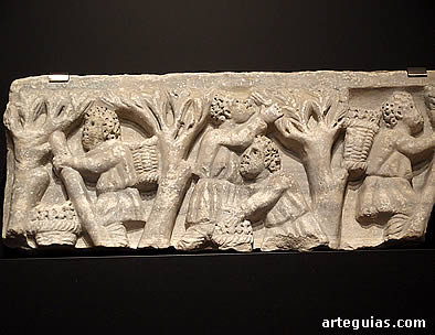 Fragmento de un sepulcro: recogida de aceitunas