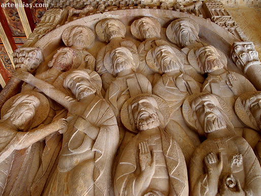 Relieve del pasaje b&iacute;blico de la Duda de Santo Tom&aacute;s en el claustro rom&aacute;nico de Santo Domingo de Silos