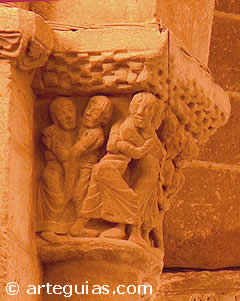 Capitel interior de la iglesia de Santa Mar&iacute;a de Uncastillo, Zaragoza
